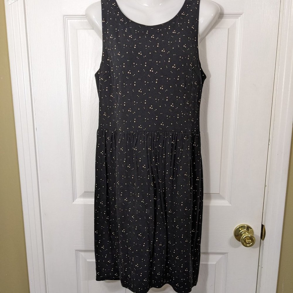 LOFT Sleeveless Black w/Cream Polka Dots Midi Length - size M